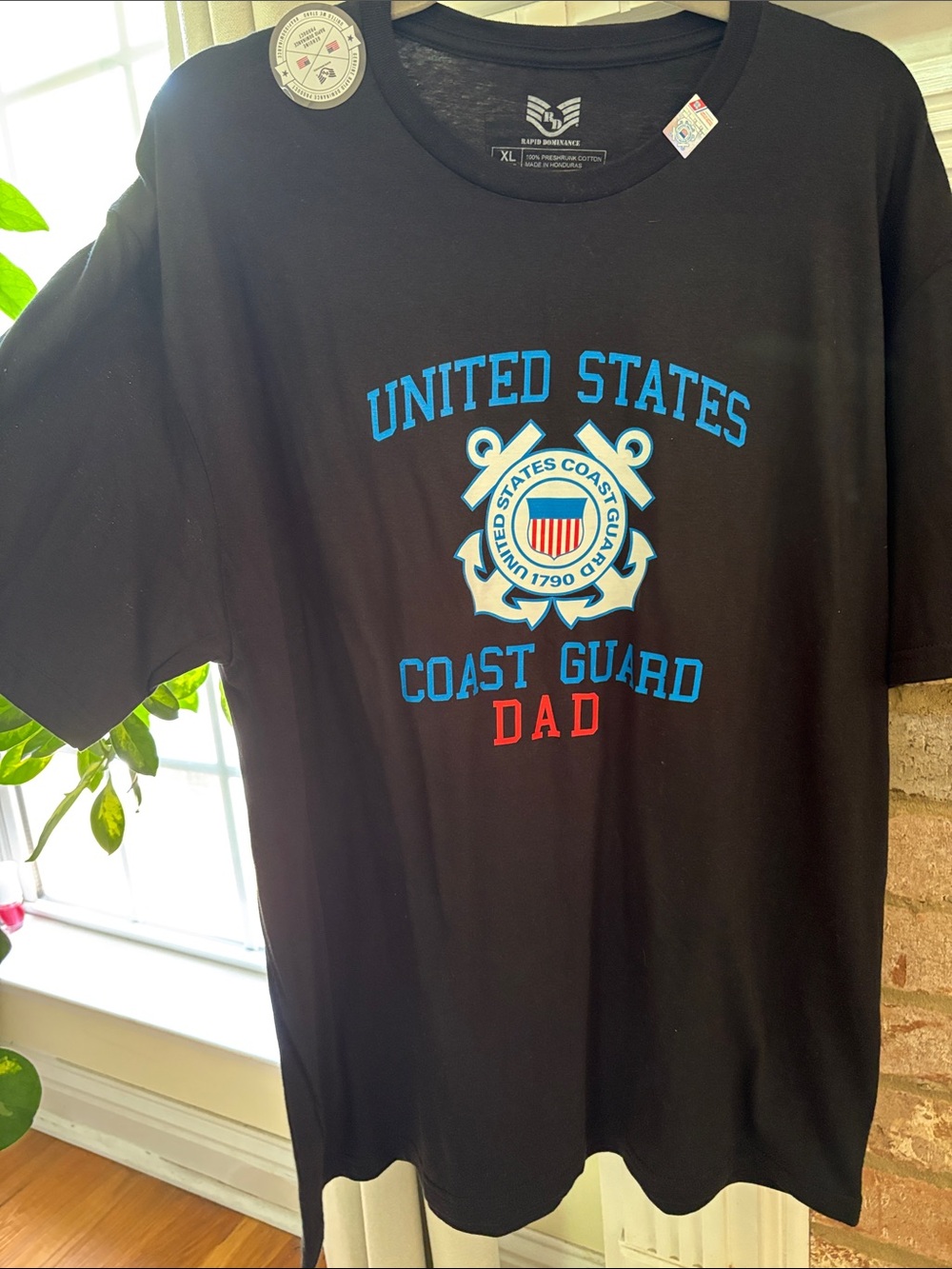 United States Coast Guard Dad Black Graphic Tee XL